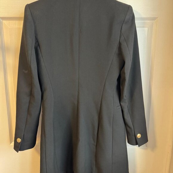 BLACK SINGLE BUTTON LONG BLAZER - Picture 5 of 6